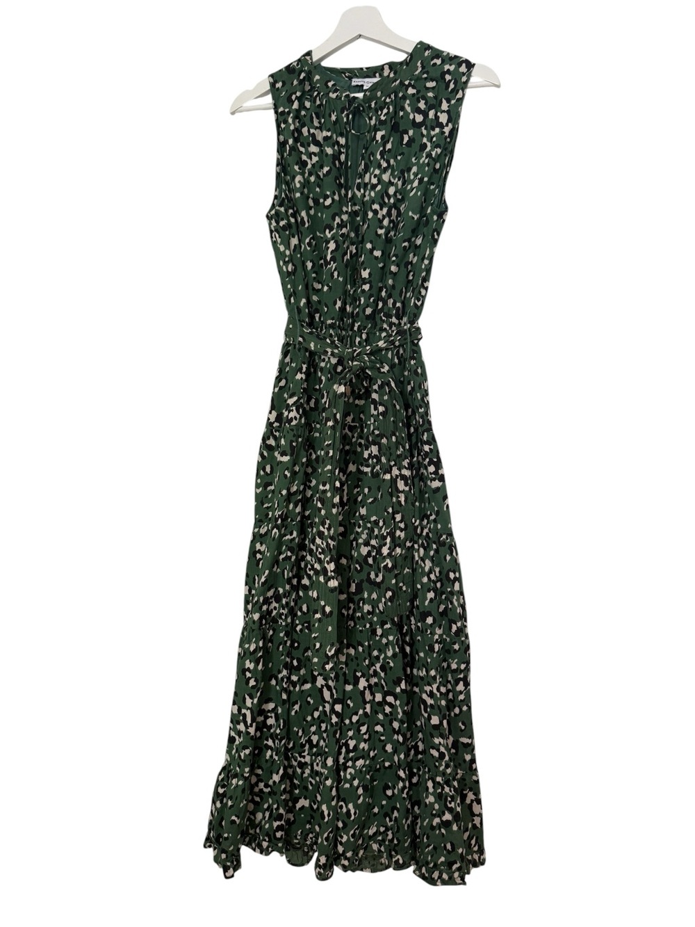 Karina Grimaldi Dark Green Printed Sleeveless Maxi Dress